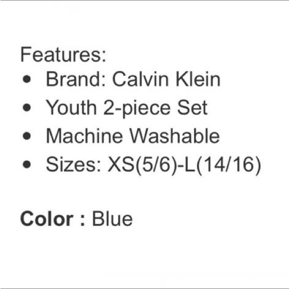 Calvin Klein Youth 2-piece Set, Blue (aqua) (size : XS(5/6), S(7/8), M(10/12) - Picture 6 of 8